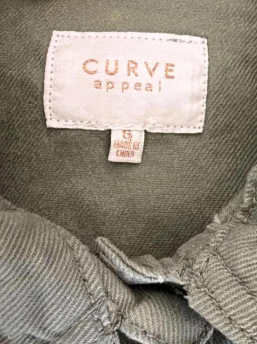 Curve Jean Olive Green Button-Up Shirt Jacket S Minimalist, Preppy, Streetwear - Picture 5 of 8